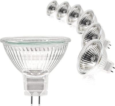 6-pack spots, 12V 50W lampen, GU5.3 lampen, MR16 dimbare lampen, 2700K warm witte halogeenlampen