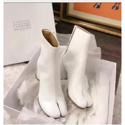 Tabi Teensok Dameslaarzen crèmekleurig Leer Gesp Chunky Blokhakken Enkellaarsjes Botas Feminina Schoenen Vrouw 39 gray