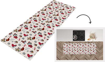 Keukenloper - Loper keuken - Kerst - Schaats - Kerstcadeau - Patroon - 150x50 cm - Keukenloper vinyl
