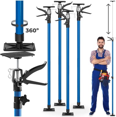 tectake® Plafondsteun Bouwstempel - Montagesteun - 30 kg draagvermogen per stuk - Snelsluiting - 115 tot Max. 290 cm - Diverse Modellen - Set van 4 - Blauw