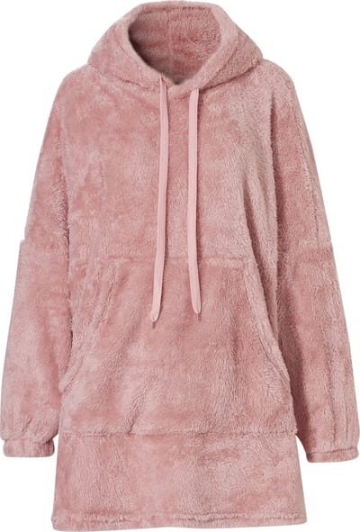 Dames Huggle Fleece Hoodie Loungewear Incl Capuchon Roze - One Size