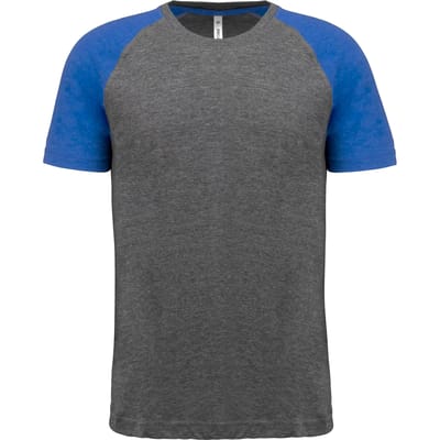 PROACT® Tweekleurig Triblend sport-t-shirt met korte mouwen volwassene PA4010 - Grey Heather / Sporty Royal Blue Heather - 3XL