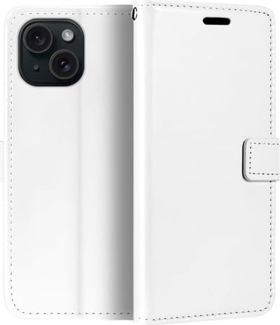 Portemonnee Book Case Hoesje Geschikt voor: iPhone 15 - wit