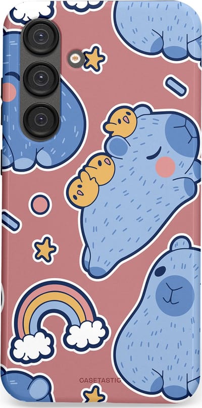 Casetastic Hoesje Geschikt voor Samsung S25 Plus - Stijlvolle Beschermende Duo-layer Case - Capibara knuffelvriend
