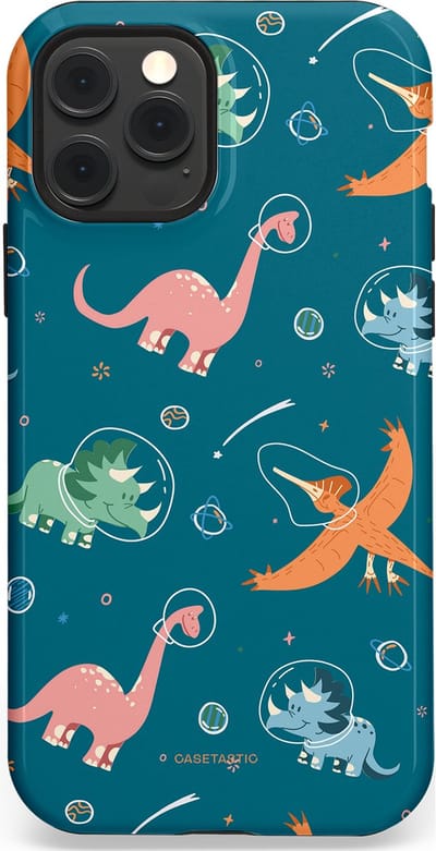 Casetastic hoesje geschikt voor Apple iPhone 12 / Apple iPhone 12 Pro - MagSafe - Dubbellaagse bescherming - Ruimte raptors - Fashion Case - Petrol Perzik