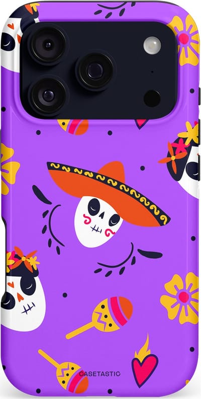 Casetastic hoesje geschikt voor Apple iPhone 17 Pro - MagSafe - Dubbellaagse bescherming - Muertos sombrero - Fashion Case - Paars