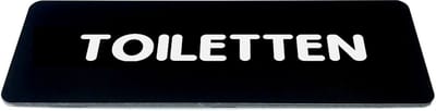 Deurbordje met Tekst toiletten - Zwart/wit met ronde letter - Formaat 150mm x 50mm x 1,6mm - zelfklevend