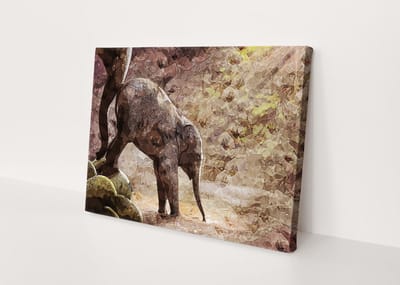 Olifant | Polygon Art | Canvasdoek | Wanddecoratie | 30CM x 20CM | Schilderij | Foto op canvas