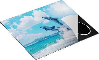 Chefcare Inductie Beschermer Dolfijnen Springen uit het Water - 60x50 cm - Afdekplaat Inductie - Kookplaat Beschermer - Inductie Mat