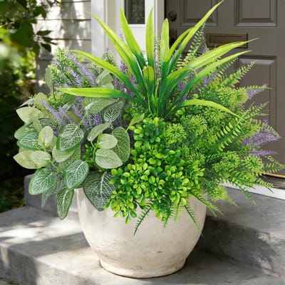 Dailygoods- Kunstplanten Set van 12 - Weerbestendige Kunstplanten - Kunstbalkonplanten - Groene Planten voor Buiten - Onderhoudsvrij - UV-bestendig - Nepplanten
