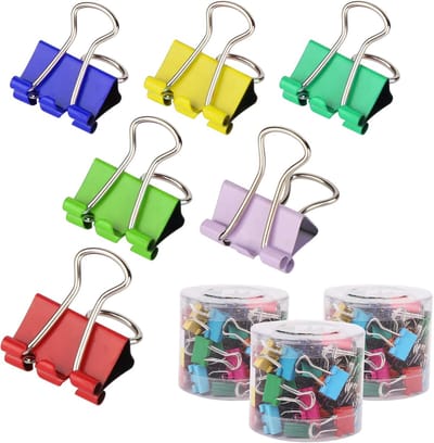 180 stuks foldback knijpers, kleurrijk, 15 mm, bindclips, kleine mini-papierklemmen, paperclips, metalen binderclips, multifunctionele klemmen, documenten, clips voor briefpapier, kantoorbenodigdheden