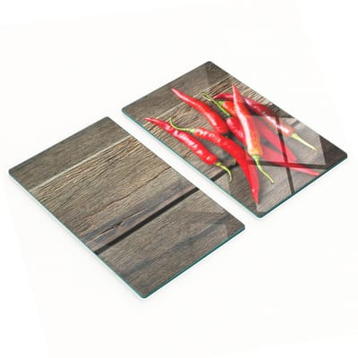 Decoratieve glazen snijplanken in de vorm van chilipepers, 2x30x52 cm