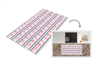 Keukenloper - Loper keuken - Roze - Olifant - Lijn - Design - 120x60 cm - Keukenloper vinyl
