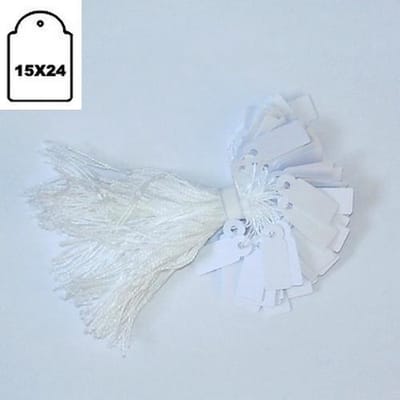 Prijslabeltjes met koord 15x24 mm / kleine prijskaartjes voor sieraden