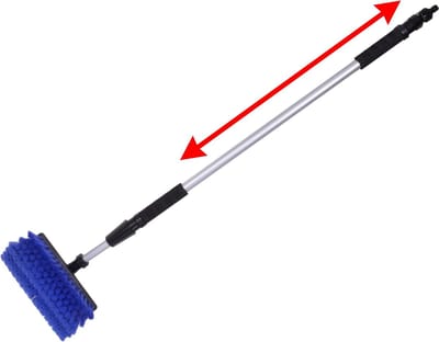 EASTWALL Wasborstel Supreme met telescopische steel – Ramenwasser telescopisch - Auto wasborstel - Lengte verstelbaar 125-207 cm - Zwart/blauw/zilver