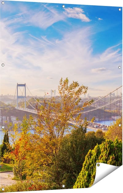 Gards Tuinposter Bosphorus Brug in Instanbul - 90x120 cm - Tuindoek - Tuindecoratie - Wanddecoratie buiten - Tuinschilderij