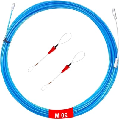 Polyester kabelinvoerhulp van 20 m met 2 geleidingsveren voor optimale kabelgeleiding, ideaal voor communicatie en bouwtoepassingen, geschikt voor glasvezel en huishoudelijk gebruik
