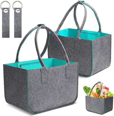 Duurzame Vilt Shopper voor Winkelen, Reizen en Picknicks - Vouwbare Tas 40 x 27 x 27 cm, Ideaal voor Boodschappen en Dagelijkse Gebruik
