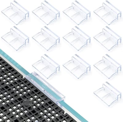 8 mm - 12 stuks aquarium afdekhouders - acryl opzethouders voor aquariumdeksel - tankdekselclips met houder voor randloze aquaria - accessoires voor aquaria