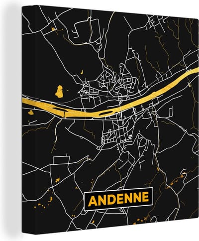 Canvas Schilderij Ardenne - Plattegrond - Stadskaart - Kaart - Goud - 20x20 cm - Wanddecoratie