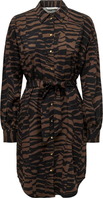 Only Jurk Onlbree L/s Shirt Dress Ptm 15304886 Chestnut Dames Maat - M