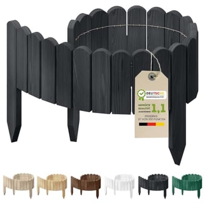 Houten Rolborder - Flexibele Tuinafsluiting - Tuinranden Afwerken - Natuurlijk Geïmpregneerd - 100 x 10 cm - Antraciet
