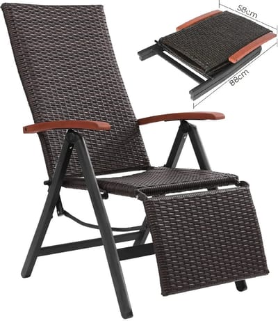 Tuinstoelen - Tuinstoelen verstelbaar - Verstelbare tuinstoel - Bruin - Rotan