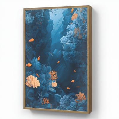 Wandlamp 60x90 cm - Oplaadbaar - Koraalrif - Vissen - Oceaan - Blauw - Wandlampen binnen woonkamer - Slaapkamer lamp - Decoratieve nachtlamp - Vloerlamp draadloos