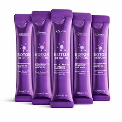 Kormesic Pro Botox Keratin Hair Mask | Keratine Haarmasker | Botox Haarmasker | Intensief Haarmasker | Haar Reparatie Masker | Beschadigd,Droog & Pluizig Haar | Keratine Treatment | Collageen Haarmasker | Diepe Hydratatie | Haar Herstel 10g X 5 stuks