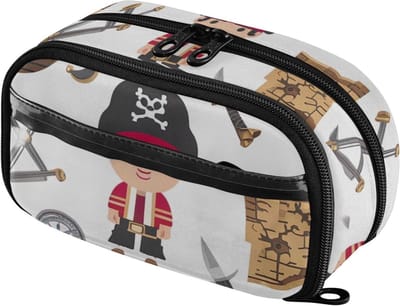 Etui Piraat Schepen - Potlood Pouch - School Kantoor - Grote Capaciteit - 2 Liter - Wit