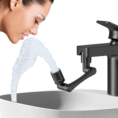 Kraanverlenger - Messing 360° draaibaar - Kraanaccessoires - Kraanverlengstang - Geschikt voor keuken en badkamer - 2 standen - perlator - Zwart