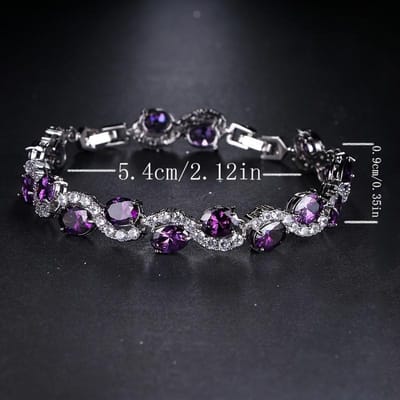1 bracelet ovale violet élégant et éblouissant adapté au port quotidien des femmes et aux banquets ainsi que comme cadeau de vacances pour les amis black