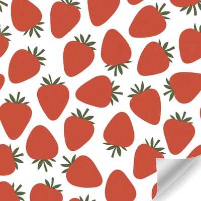 Papierrol Cadeaupapier - Aardbei Print – 50 cm x 150 m – Wit Cadeaupapier met Rode Aardbeien – Duurzaam & Recyclebaar Inpakpapier – Voor Cadeaus, Winkels & Feestdagen