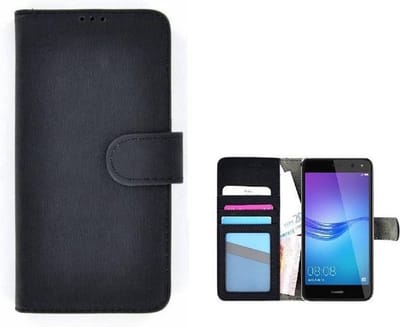 Fashion zwart wallet bookcase hoesje Geschikt voor Huawei Y6 2017