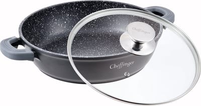Cheffinger Lage Braadpan met Deksel - 24cm - Zwart - Inductie