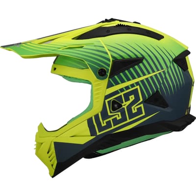 LS2 MX708 Fast II Duck M.H-V Groen H-V Geel Offroad Helm - Helm