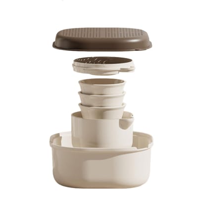 Draagbare Reis Kungfu Theeset ABS Theepot Kopjes Opbergdoos Buiten Draagbare Theepot en Infuser Theekopje Theepot Set gray