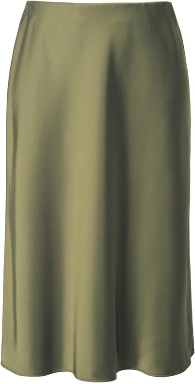 Studio Untold - Dames - Midirok A-lijn satijn - Palmboomgroen - Maat 54+