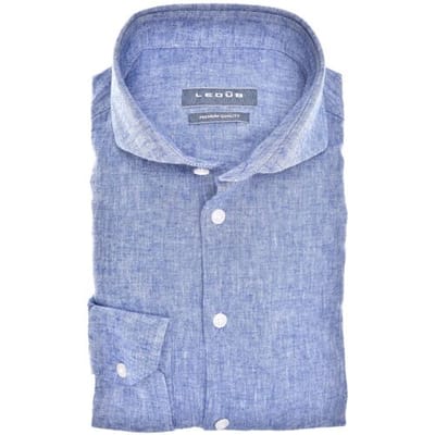 Ledûb Overhemd Casual Linen Blend Blauw / male