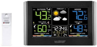 Draadloos Kleuren Weerstation met Binnen- en Buitentemperatuur en Luchtvochtigheid