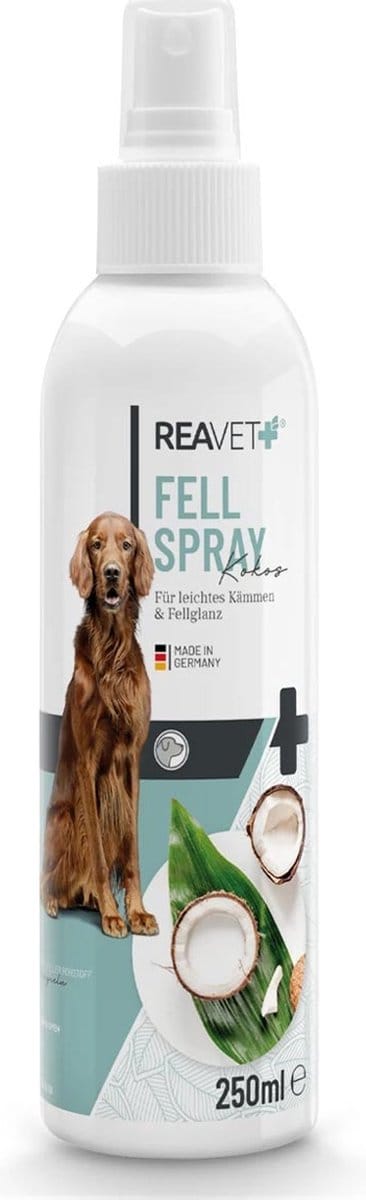 ReaVET - Vacht Spray voor Honden - Kokos - Voor een glanzende makkelijk te kammen vacht - Geschikt voor alle vachttypes - 250ml