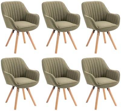 Meubles Cosy - Draaibare eetkamerstoelen - Set van 6 Stoffen zitting 360° draaifunctie - Groen