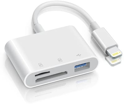 WiseGoods Premium OTG Kabel - 8-Pins Naar USB 3.0 - SD En MicroSD Kaartlezer - Geschikt Voor Apple Lightning - iOS10 En Hoger