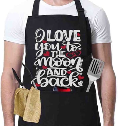 1 stks Heren Zwart Verstelbare Schort - Humor Grappig Grappig BBQ - Professioneel Katoenen Keukenschort - Cadeau Valentijnsdag, Zwart 5