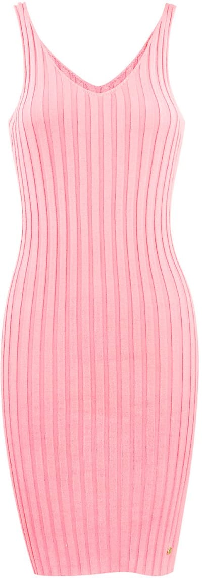 Mouwloze Ribbelgebreide Mini-Jurk met V-Hals - Maat M