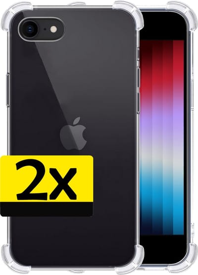 Hoesje - 2 Stuks - Geschikt voor Apple iPhone SE (2022) - Sterk & Shockproof - Siliconen Case - Back Cover - Telefoon Hoes Shock Proof - Telefoonhoesjes - Transparant