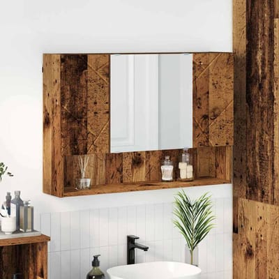 vidaXL - Spiegelkast - Wandgemonteerd - Oudhout - 80 - x - 17 - x - 55 - cm - Bewerkt - hout