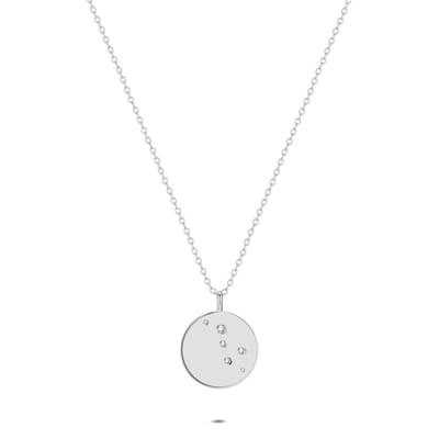 Twice As Nice Halsketting in zilver, ronde hanger met zirkonia Zilverkleurig 45cm+5cm