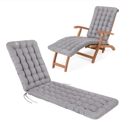 Loungekussen - Tuinstoelkussen - Comfortabel Zonnen - Wasbaar op 95 graden - 180 x 50 cm - Lichtgrijs