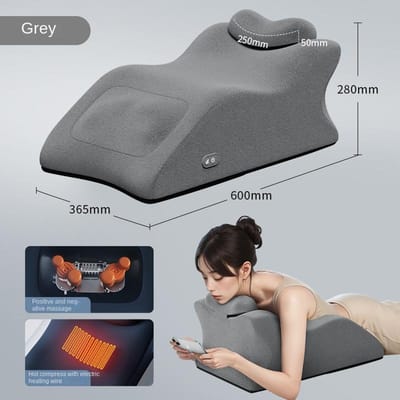 Elektrisch Bed Kussen Voor Slapen Kneedbaar Cervicaal Nek Schouders Taille En Buik Infrarood Licht Verwarming Massage Kussens US Plug gray